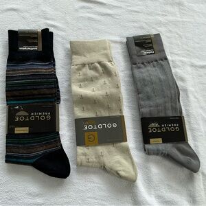 Gold Toe Men's Dress Socks - Striped, Cream, Gray